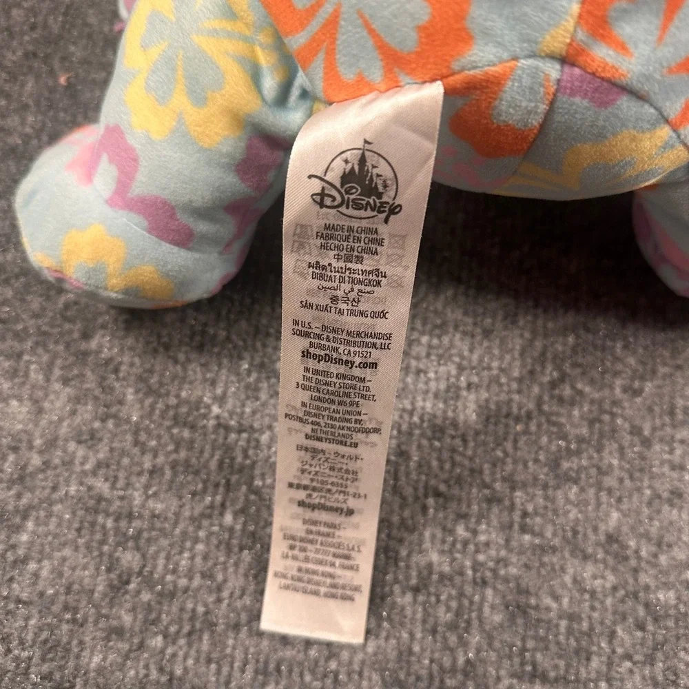 Disney Store Stitch 626 Day Floral Hibiscus Plush Blue Orange Pink 12 Inch